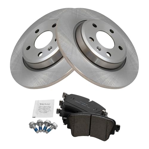 Image of TRQ Rear Brake Pad and Rotor Set Ceramic Compatible with 2017-2020 Audi A4 2017-2021 A4 Quattro 2021 A5 Sportback