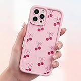 Sweet Cherry Design for iPhone 15 Pro Max Case, Flexible TPU Phone Case with Enhanced Grip, Pink Phone case, Accurate Button Cutouts