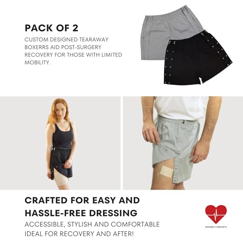 Inspired Comforts Post Surgery Underwear- Twin Pack Tear Away Boxer Briefs4