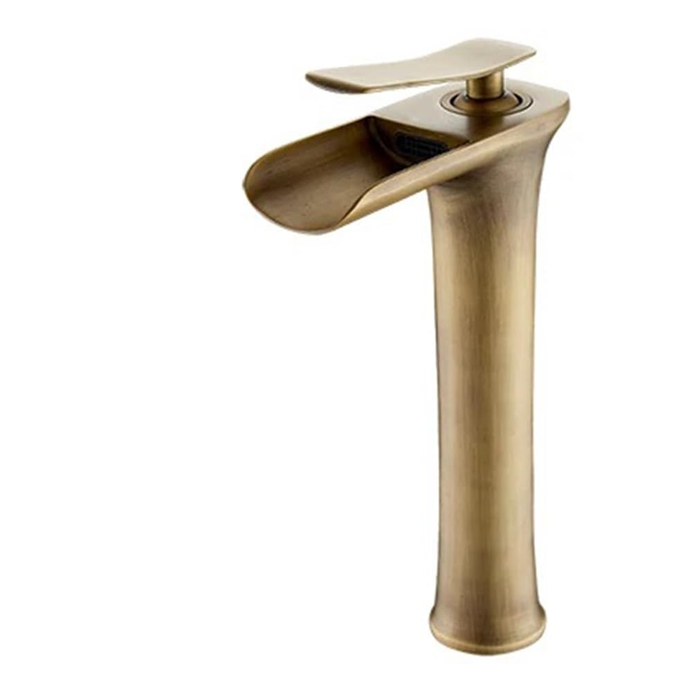 Blyqxs Brass Basin Faucets Modern Bathroom Faucet Waterfall Faucets Single Hole Cold And Hot Water Tap Basin Faucet Mixer Taps W3026(Brass)