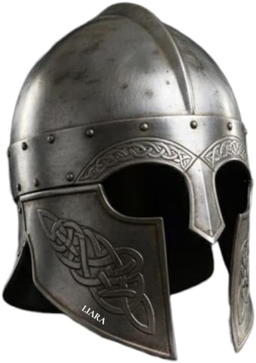 LIARA Medieval Knight Helmet, Steel, Celtic Knot Design, Cosplay and Costume Armor