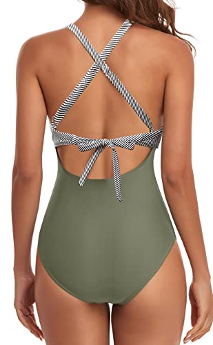 image for Eomenie Women's One Piece Swimsuits Tummy Control Cutout High Waisted 