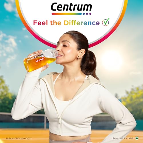 Image of Centrum Recharge: Tasty Orange Flavoured Powder Drink Mix | No Added Sugar| Instant Energy & Hydration | 13 Vitamins & Minerals | Boosts Immunity | Vitamin B, C, Zinc, Magnesium | Pack of 36 sachets