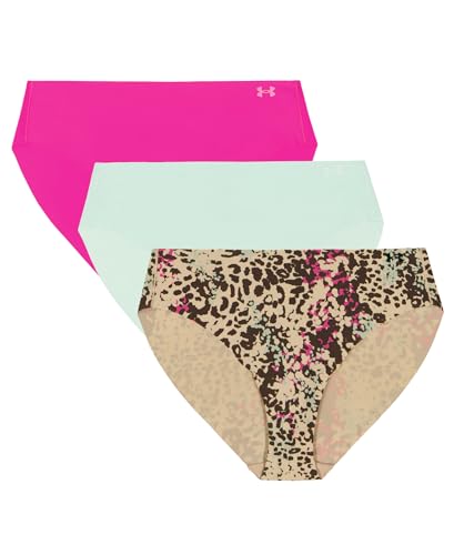 Under Armour Women's 3-pack Pure Stretch No Show Bikini Underwear, All-day Comfort Fit & Ultra-soft, Hue 500 Print, M