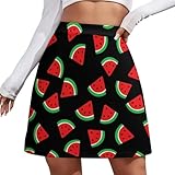 4TH N Short Skirts for Women, Fashion A-Line Mini Skirts High Wasited and Double Layer for All Occasions, Comfortable Skirt Skorts, Chic Watermelon Fruit Pattern, (M)