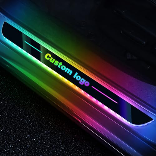 Custom LED Door Light – Personalized Car Welcome Light with Logo or Text, Wireless Magnetic Door Sill Lights, Auto Sensor, 7 RGB Colors, 12 Light Modes, USB Rechargeable, Universal Fit for All Cars