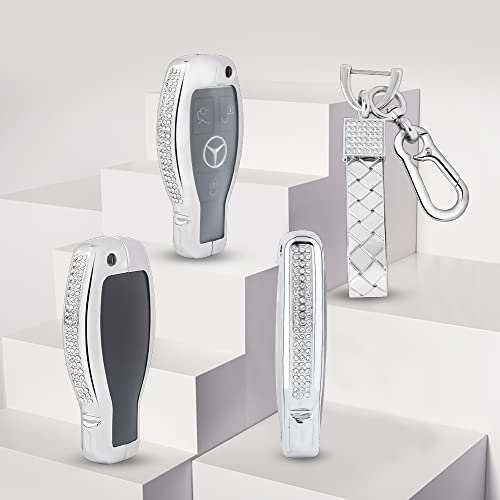 Lecart Bling Key Fob Cover For Mercedes Benz Accessories C E G M S Cls Clk Glk Glc Class Glitter Car Key Shell Case Protector Cute Metal Key Covers #TOP3