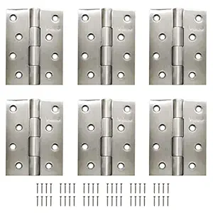 Volo 4 inch x 3 inch x 3 mm Thicknes, Extra Heavy Stainless Steel Premium Door Hinges, Satin Silver Finish (Pack of 6Pcs)