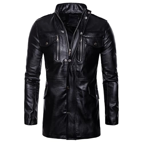 Chaqueta bomber de cuero sintético para hombre miniatura 1