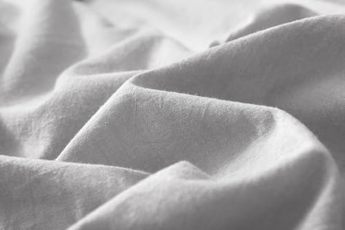 Image of F.Y.Dreams 100% Washed Cotton Duvet Cover for Weighted Blanket 48x72 inches with 16 Ties, Zipper on Long Side /Light Gray /Just Duvet Cover