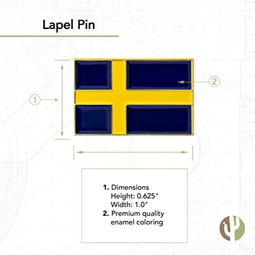 Image of Desert Cactus Sweden Flag Lapel Pin SWE Sweden Made of Metal for Formal Wear, Bag and Hat Jewelry, and Tie Tack
