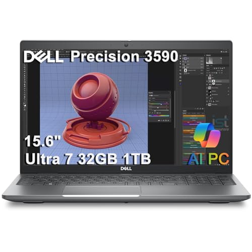 Dell Precision 3590 Mobile Workstation AI PC Laptop (15.6' FHD, Intel 12-Core Ultra 7 155U, 32GB DDR5, 1TB SSD) for Business, Engineer, Designer, FP, 2x Thunderbolt 4, 1080p RGB Webcam, Win 11 Pro