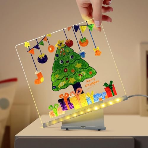 NYRWANA DIY 3D Acrylic Writing Board with Pen & Light | 15x15 cm | Led Writing Pad, Table Lamp, Home & Office Decor Items, Valentine Gift for Girlfriend, Personalized Led Board