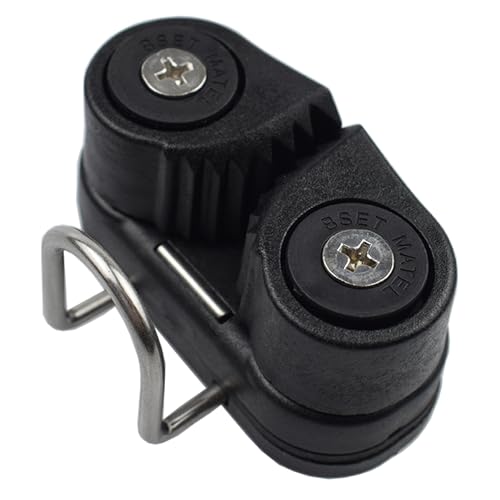 RANDDER Cam Cleats with Wire Flaired Leading Ring, Nylon Cammatic Cleats for Rope 3mm-15mm, Marine Boat Kayak Equipment Fast Entry (Black, One Size(Pack of 1))