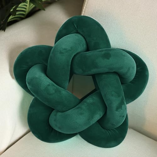 GOUTO Emerald Green Knot Star Pillow, Knotted Plush Throw Pillow 12.59