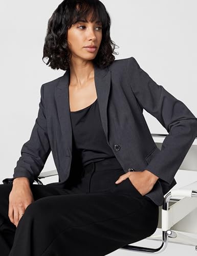 Calvin Klein Women's Two Button Lux Blazer, Charcoal, 8P - image 2