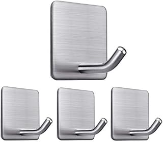 Fotosnow Self Adhesive Hooks Stick on Coat Towel Hooks Heavy duty Sticky Hooks Wall Hanger for Kitchen Bathroom Office Closet - Waterproof, No Drill Glue Needed-4 Packs