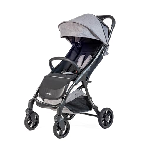 Passeggino G-Moove 0-22 kg. Leggero, Perfetto dalla Nascita - Telaio Nero, Tessuto Grigio