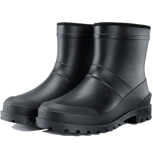 Donbest Botas de Agua Hombre Impermeable Botas de Lluvia Botas de Caucho Wellington Boots Zapatos de Jardin Antideslizante,Black1,EU44