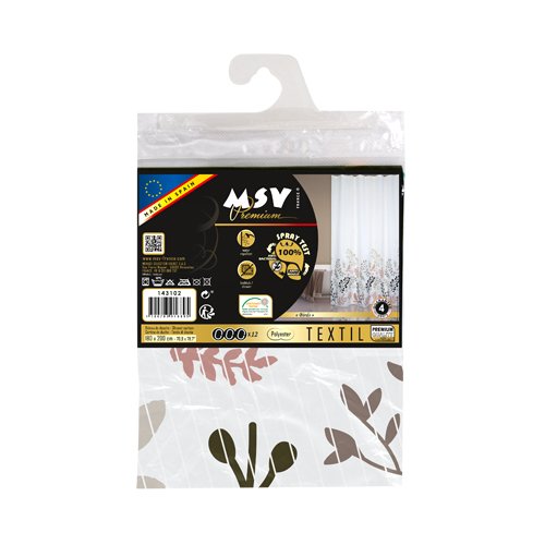 MSV Shower Curtain Premium Birds of Polyester 180x200cm in Beige, 180 x 200 cm - Image 3