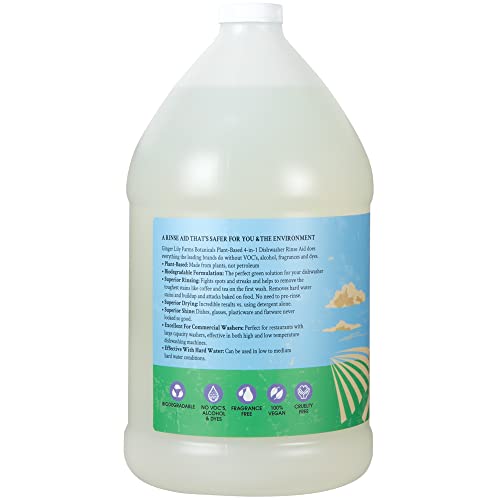 ginger lily farms botanicals plant-based 4-in-1 dishwasher rinse aid 100 vegan amp cruelty-free fragrance-free 1 gallon 128 fl oz refill 12800 fl oz pack of 1