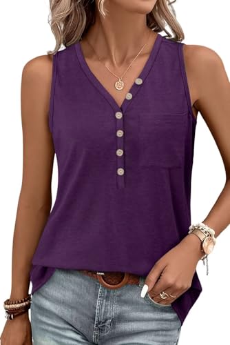 KISSMODA Womens Boho Tops for Summer Sleeveless Tanks Loose Fit Casual Blouse Daily Shirts for Leggings (S-3XL)
