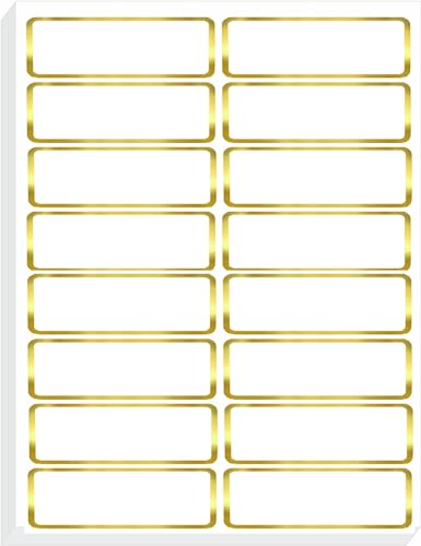 Image of True-Ally 400 PCS Gold Metallic Name Labels, Blank Name Tag Stickers with Permanent Adhesive Writable Stickers with Metallic Gold Border for School Office Home (400)