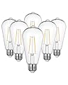 EDISHINE Dusk to Dawn LED Light Bulbs, 8W Equivalent 60W, Vintage Styled ST64 LED Edison Bulbs, 700LM Extra Bright 2700K Warm White for Outdoor Wall Sconce, E26 Base, 6 Pack, UL Listed