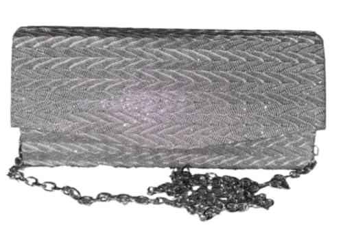 Bolsa Clutch feminina de festa (Prata renda)