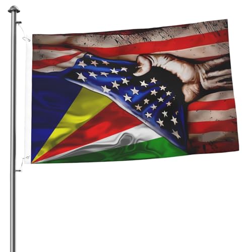 Usa American And Seychelles Flag 2x3 Ft Single Layer Fabric Double Sided Print Garden Outdoor Welcome Flag House Yard Decoration Banner