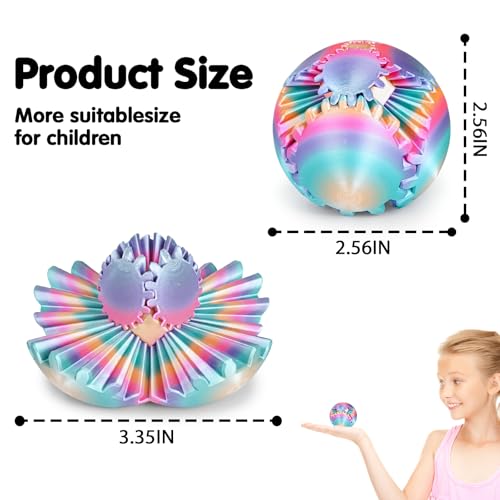 Image of GearSphere 3D Printed Spin Ball or Cube Fidget Toy, Fidget Ball Gear Toy for Stress and Anxiety Relief, Desk Toy for Adults (Rainbow, 2.3 Inch)