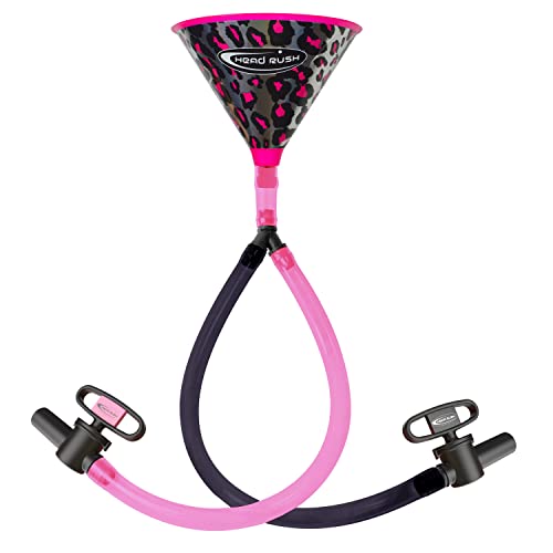 Head Rush Pink Leopard Double Header 2-Tube Beer Bong, 8