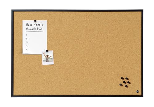 Telaio leggero Bi-Office bacheca New Basic, Lavagna in sughero con cornice in MDF, 885x585 mm, Telaio Nero