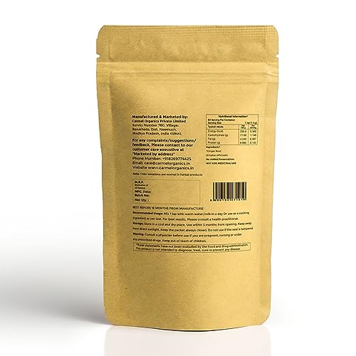 Image of CARMEL ORGANICS Ginger Root Powder (80 Grams)| Zingiber Officinale | NON-GMO | No Added Preservatives | Sukku Podi | Dry Sonth /Adrak Powder for Cooking and Health