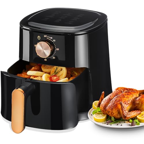 Air Fryer 4L with Rapid Air Circulation, 60-Minute Timer, 1800W, Max Temp 200°C, Healthy Classic Fryer, Bake, Roast, Grill, Dishwasher Safe (Black)