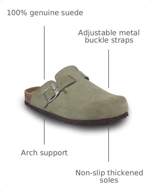 Image of EMMA NEW YORK Womens Clogs Mules Slip-On for Women with Arch Support Cork Footbed Potato Shoes