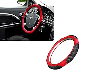 Auto Pearl -Ring Type Car Steering Wheel Cover (Ultimate Red Black) Compatible with - Baleno RS 2019