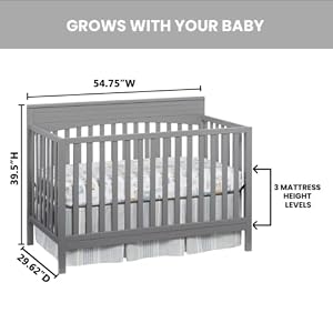 Oxford Baby Harper 4-in-1 Convertible Crib, Dove Gray, GreenGuard Gold Certified — photo 6 of 6