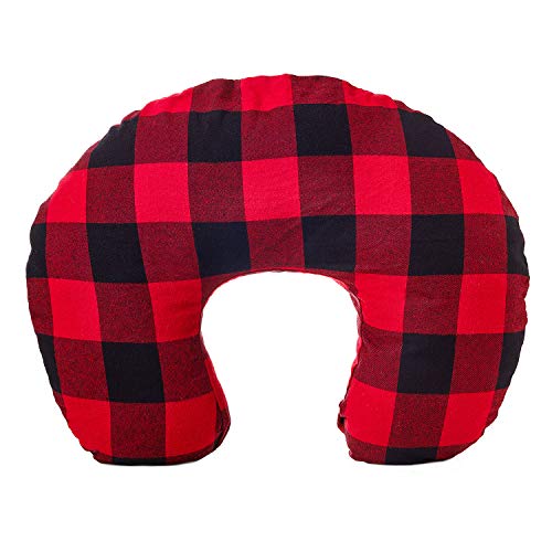 Image of Org Store Premium Buffalo Check Nursing Pillow Cover | Infant Pillow Slipcover for Breastfeeding Moms (Red & Black)