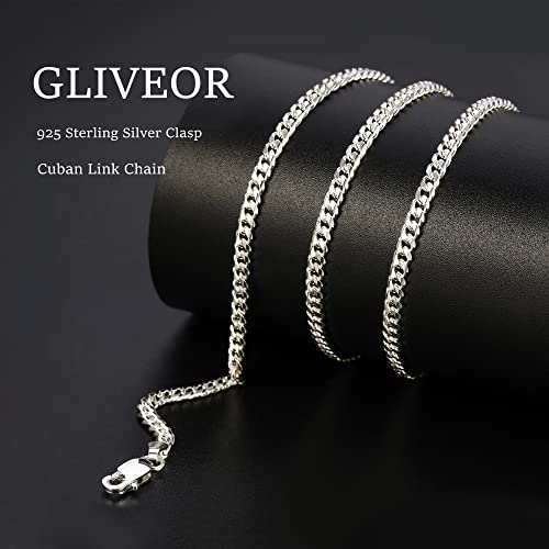 Gliveor Silver Chain For Men, 20 Inch Sterling Silver Chain Necklace For Men 3Mm Cuban Link Chain For Mens Silver Chain Mens Chain Sterling Silver Chain For Men Necklaces Chains For Men Jewelry Gifts #TOP3