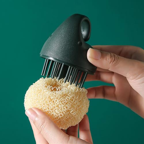 Image of Kitchen Dish Scrubber with Short Handle, Heavy Duty Scrubbing Brushes for Dishes, with Plastic Replacement for Cleaning Kitchen, Pots, Pans, Grills (Short Hanlde Green)