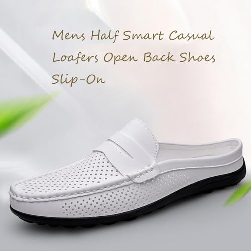 Men's Mules and Slip Ons,Men's Backless Sneakers,Summer Lightweight Loafers Leather Driving Moccasins Mules Clog Slippers2