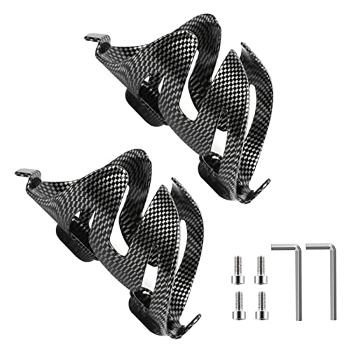 Souke Sports Lot de 2 porte-bouteilles pour vélo - En fibre de carbone - Stable - Avec fixations - Convient pour VTT et vélos de route Cover
