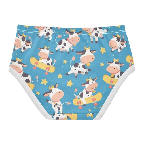 Wusikd Cute Cow Girls' Underwear Cotton Skateboard Stars Girls Briefs Soft Toddler Underwear 2T2
