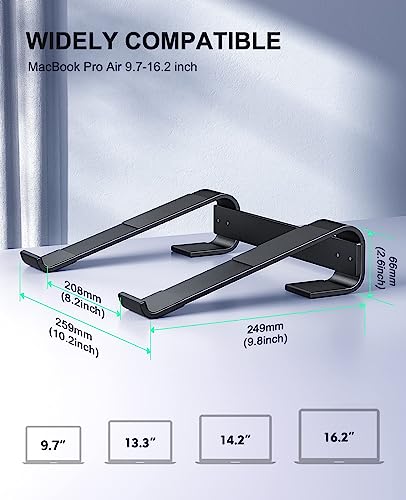 Image of Soqool Laptop Stand for Desk, Ergonomic Detachable Laptop Riser, Aluminum MacBook Stand, Compatible with 12-17'' All Laptops Such as MacBook Pro /HP /Dell /Lenovo, Black