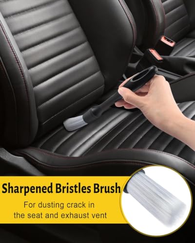 Image of Caianwin 5pcs Car Cleaning Brush Set, Ultra Soft Hair Car Dust Sweeping Soft Bristle Brush, Boars Car Detailing brushes, Microfiber Car Interior Brush for Cleaning Interior /Exterior of Car