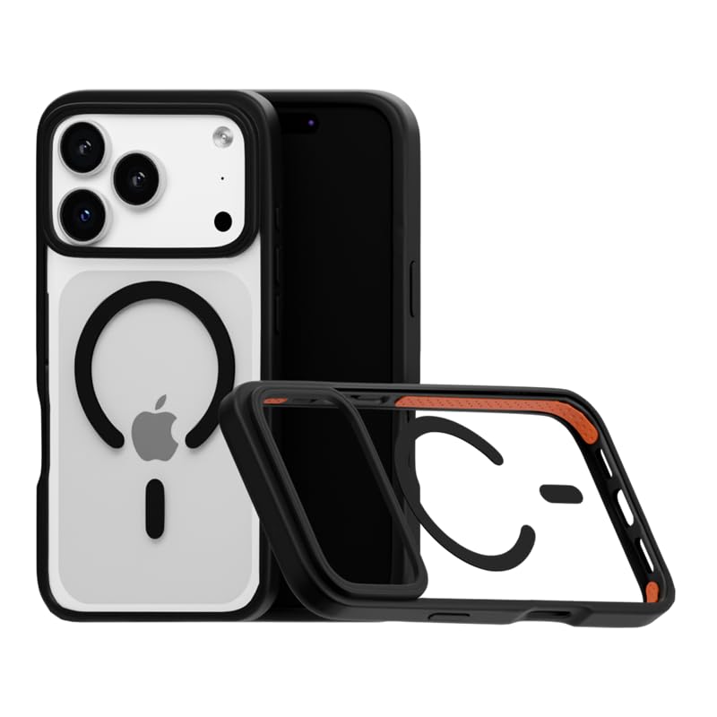 Capes Impact Armour Case for iPhone 17 Pro Max, Shockproof, 10 ft Drop Military Grade Protection, Compatible with MagSafe Back Cover, Non-Yellowing, PC + TPU + TPE Transparent Case, Black Clear