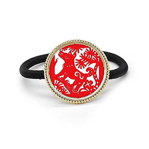 Corbata de pelo del metal de plata del perro zodiaco chino y banda elástica