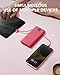 Portable Charger Built-in Cables and AC Wall Plug, VRURC USB C Power Bank 10000mAh, Travel Battery Portable Phone Charger Compact Lightweight External Battery Pack for SmartPhones,Tablets-Viva Magenta