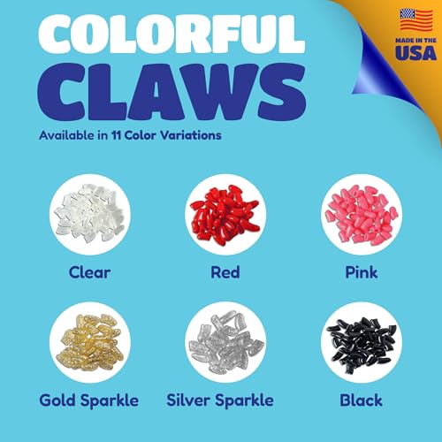 Image of Soft Claws Dog Nail Caps, 40 Medium Nail Caps, Made in USA - Vet Developed, Safe & Non-Toxic Easy to Apply Claw Covers | Protects Furniture & Skin, Pink Sparkle